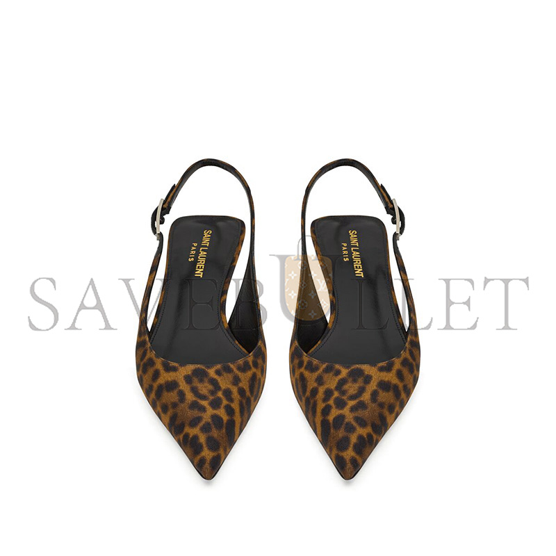 YSL CHERISH SLINGBACK PUMPS IN LEOPARD GROSGRAIN 775130AAC9X2038